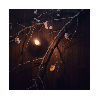 Sophisticated Cherry Blossom Wall Art Print - Moody Minimal Dark Japandi
