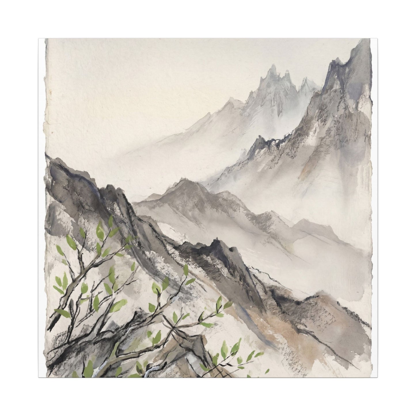 Spring Mountain Mist Texture Canvas Art | Warm Decor