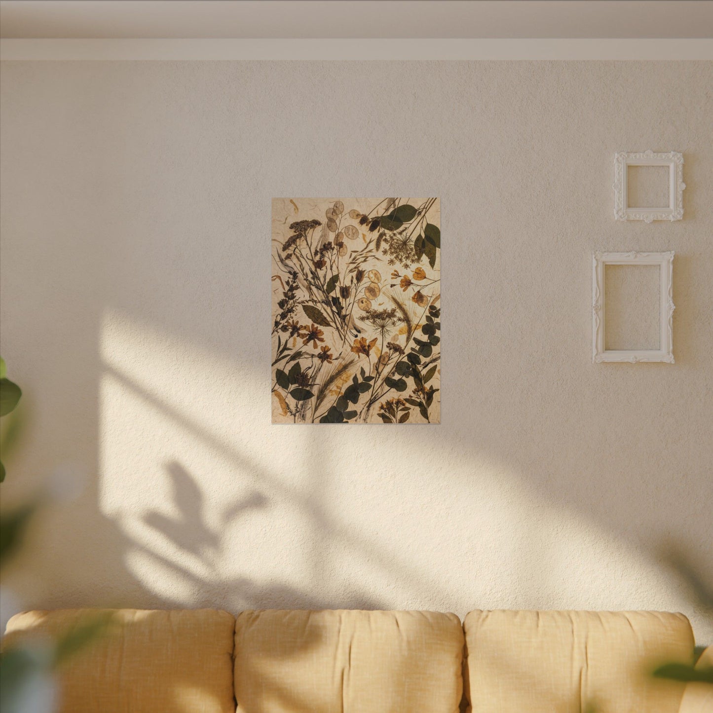 Dried Flowers Summer Canvas Art | Japandi Neutral Design
