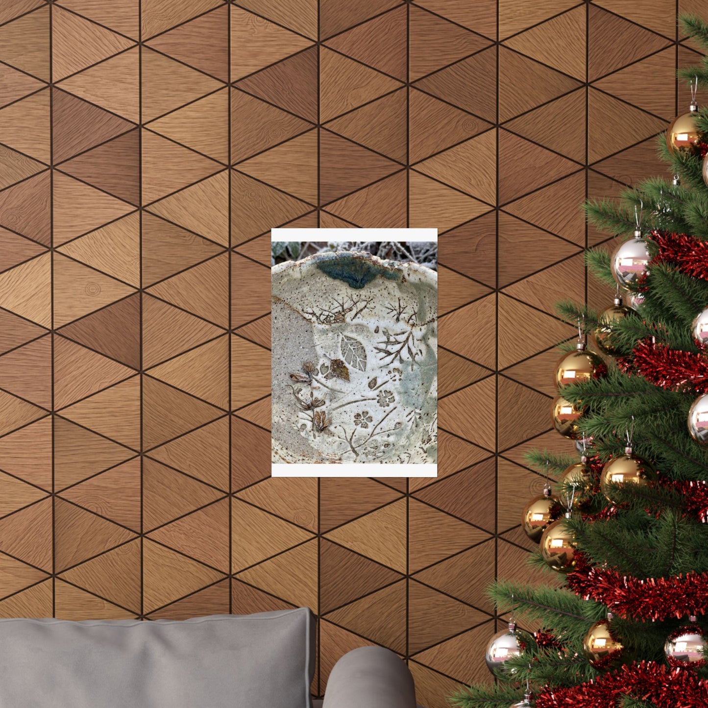 Winter Ceramic Bowl Japanese Pattern Wall Art Print | Earthy Decor