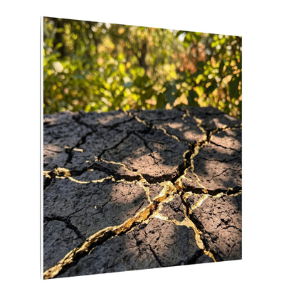 Shibui Cracked Earth Canvas Art - Kintsugi Gold Repair