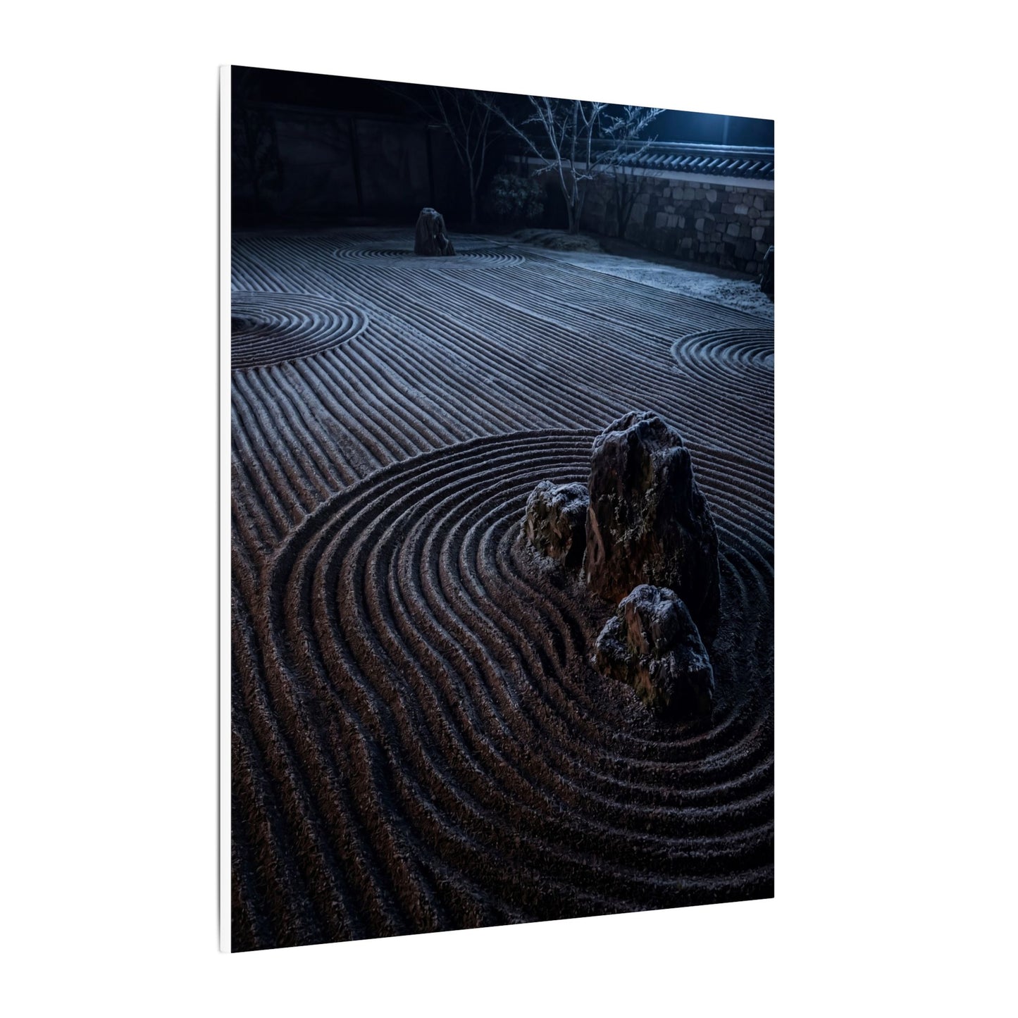 Moonlight Rock Garden Canvas Art - Dark Japandi Seijaku