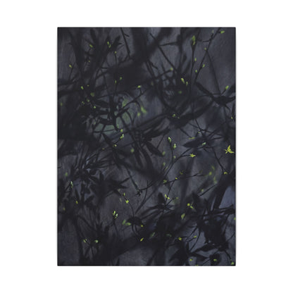 Shadow Play Spring Canvas Art | Dark Japandi Atmospheric Design