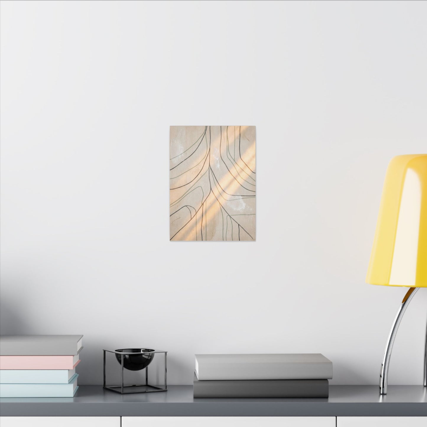 Shoji Screen Minimal Line Canvas Art | Warm Japandi Art