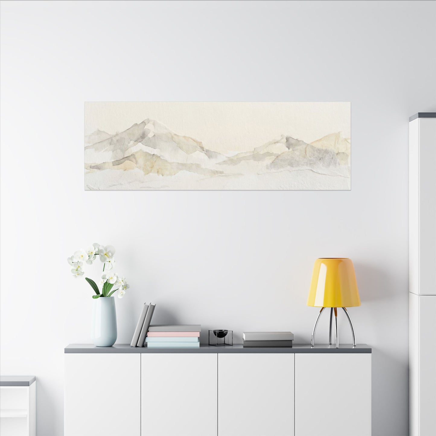Mountain Mist Winter Canvas Art | Japandi Warm Design
