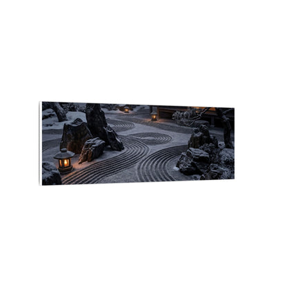 Candlelight Rock Garden Canvas Art - Dark Japandi Fukinsei