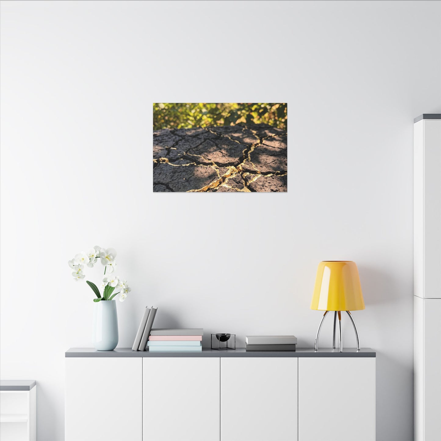 Shibui Cracked Earth Canvas Art - Kintsugi Gold Repair