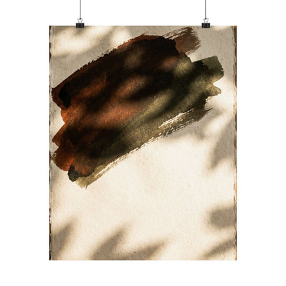 Dark Japandi Ink Brushstroke in Dappled | Moody Minimal Wall Art Print