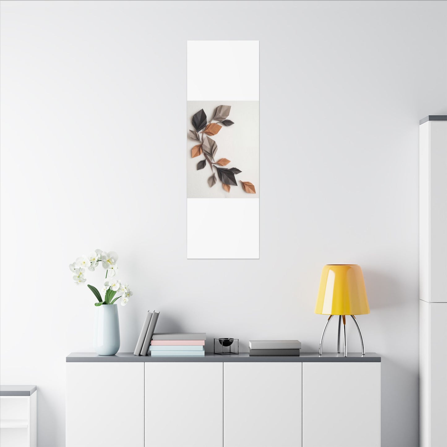 Paper Fold Autumn Canvas Art | Japandi Earthy Design