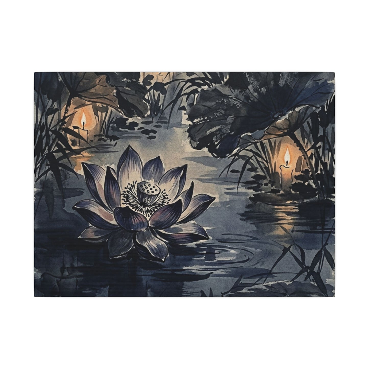 Fukinsei Lotus Flower Canvas Art - Zen Sumi E Art Print