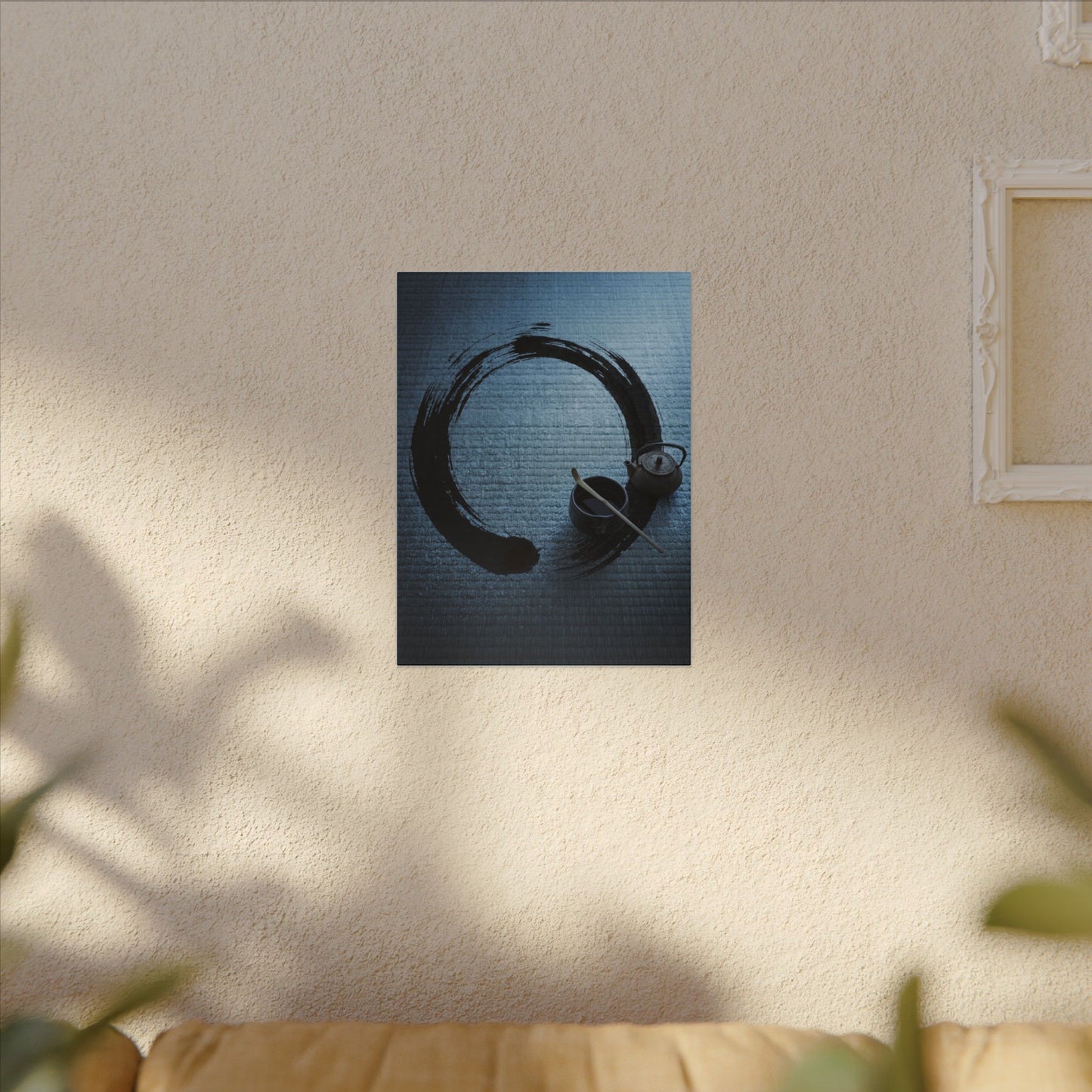 Winter Tea Ceremony Enso Canvas Art | Peaceful Decor
