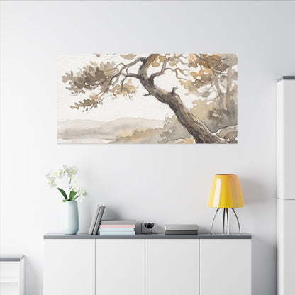 Pine Tree Watercolor Canvas Art | Elegant Japandi Art