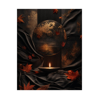Kanso Silk Drape Wall Art Print - Dark Japandi Dark Texture