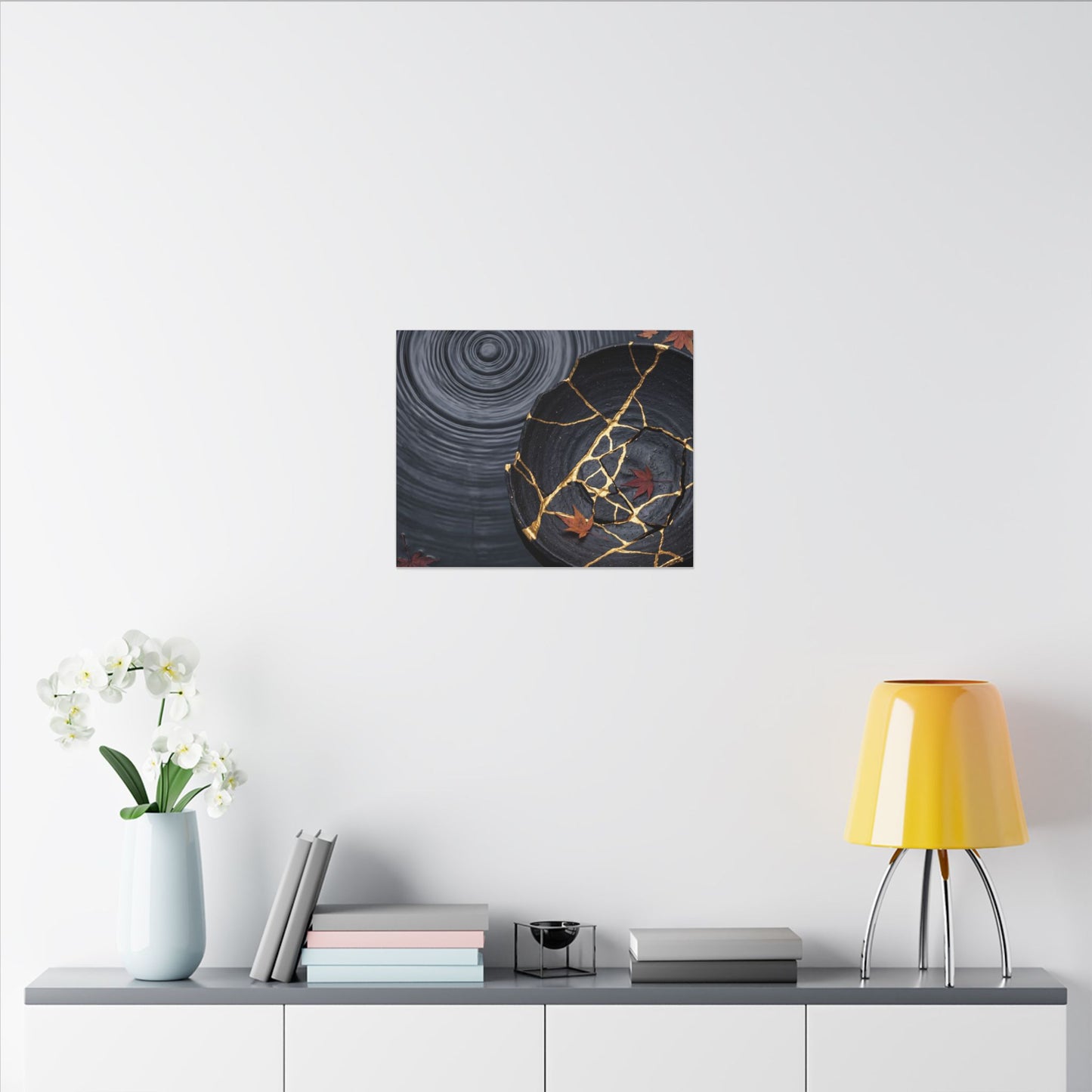 Philosophical Water Ripple Canvas Art - Gold Repair Kintsugi