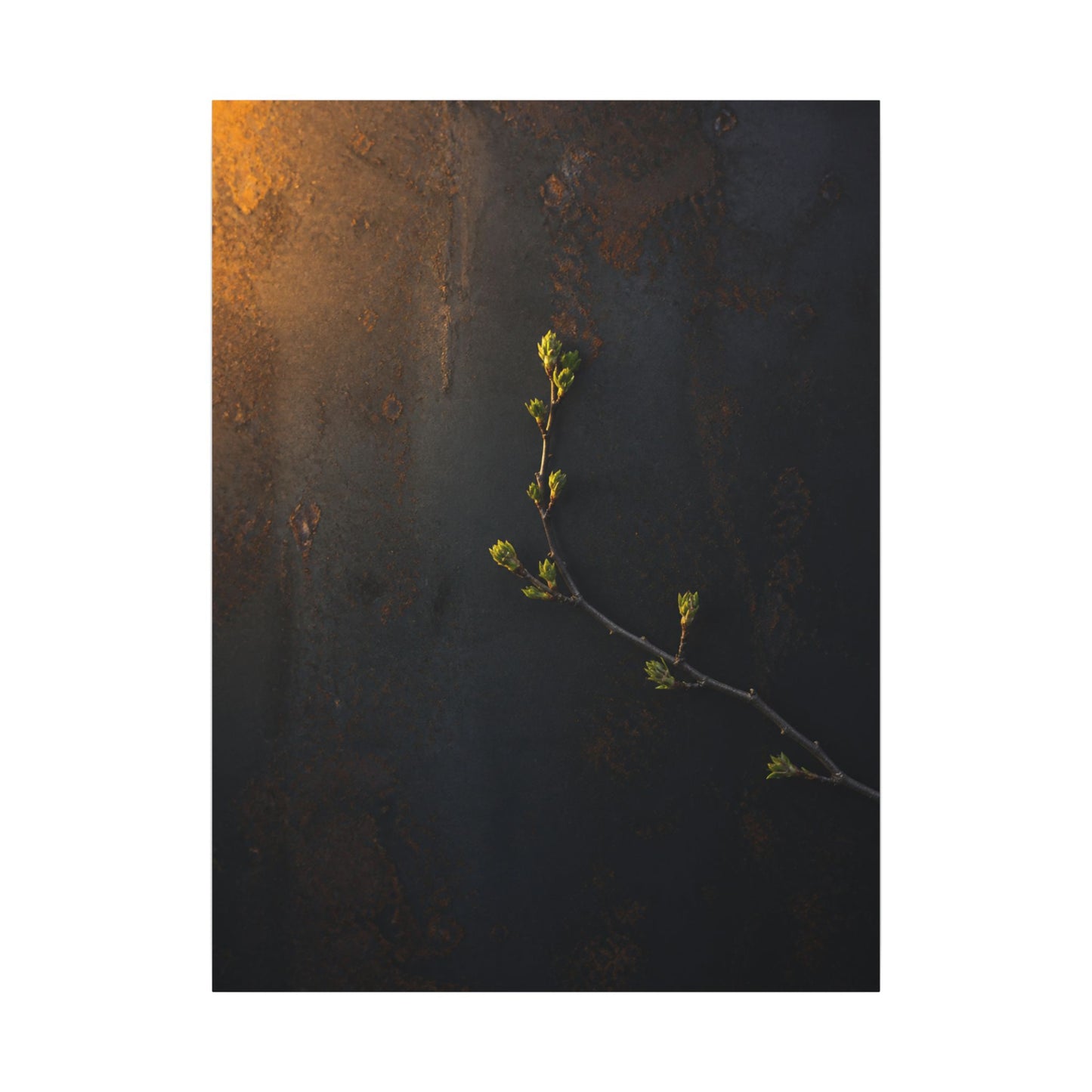 Dark Japandi Rust Patina in Golden Hour | Moody Minimal Canvas Art