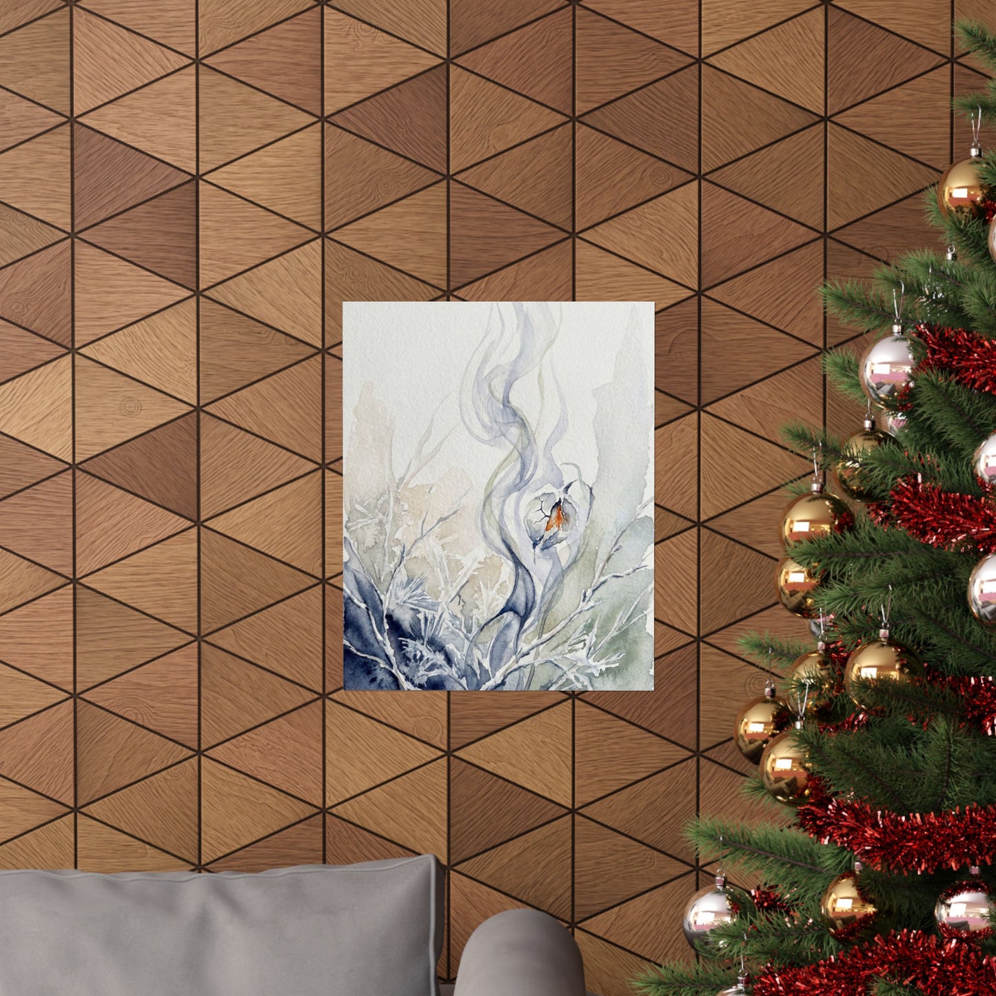 Incense Smoke Watercolor Wall Art Print | Elegant Japandi Art