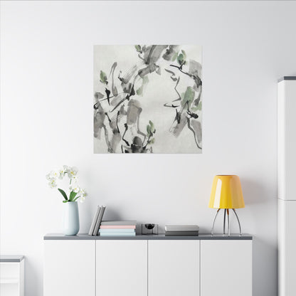 Zen Ink Brushstroke in Overcast | Sumi E Canvas Art