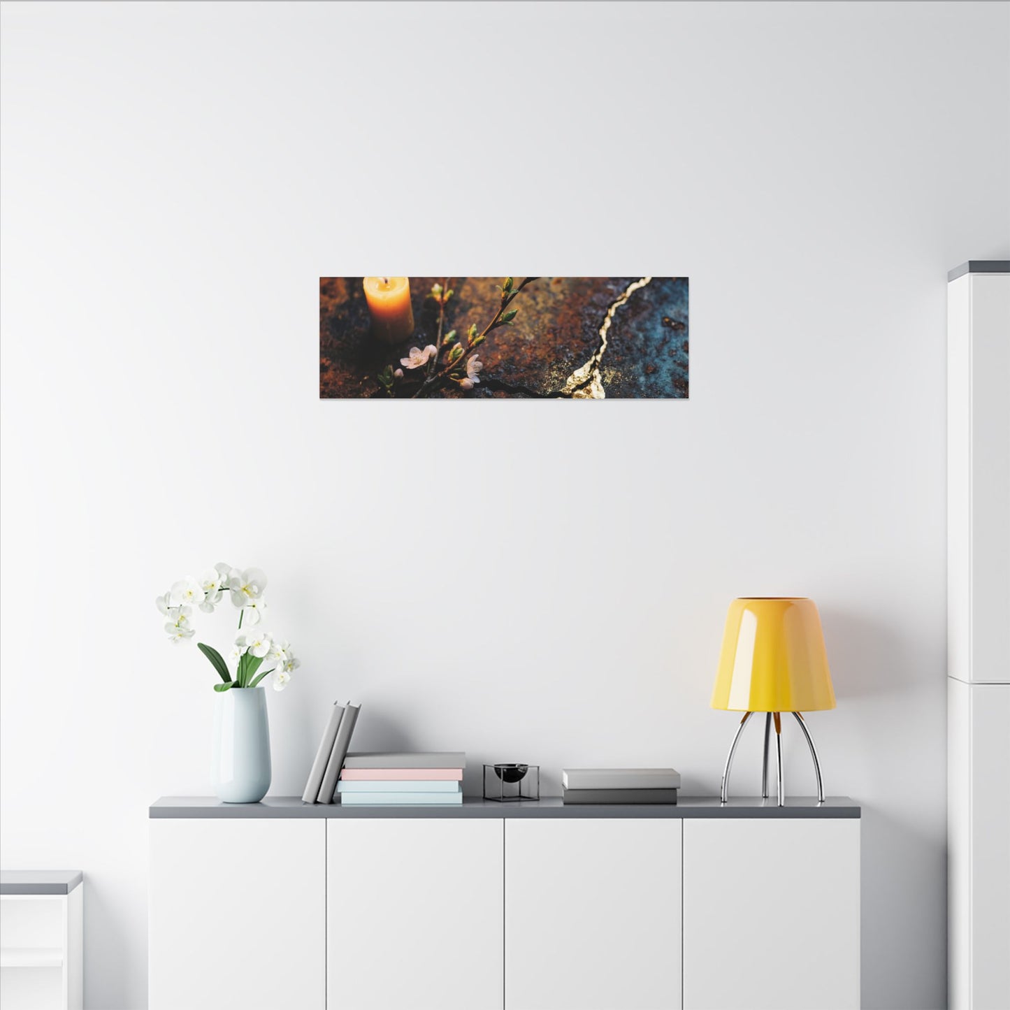 Kintsugi Rust Patina in Candlelight | Gold Repair Canvas Art