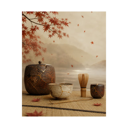Kintsugi Tea Ceremony in Overcast | Gold Vein Wall Art Print