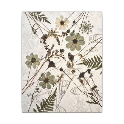 Japandi Dried Flowers in Golden Hour | Japanese Pattern Canvas Art
