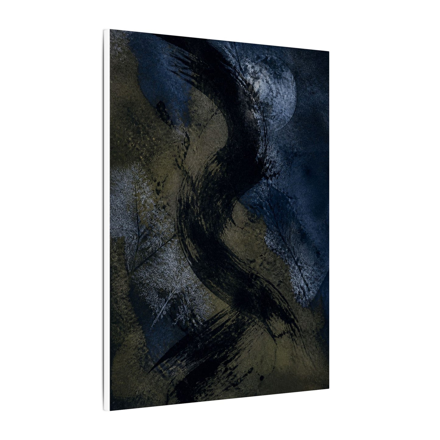 Shibui Ink Brushstroke Canvas Art - Dark Japandi Dark Texture
