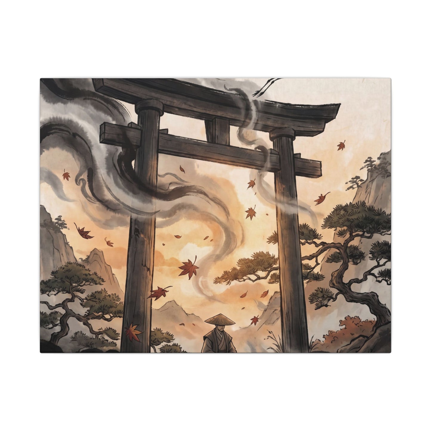 Torii Gate Ukiyo E Inspired Canvas Art | Serene Zen Art