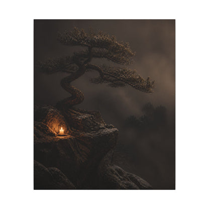 Pine Tree Shadow Zen Canvas Art | Luxurious Dark Japandi Art