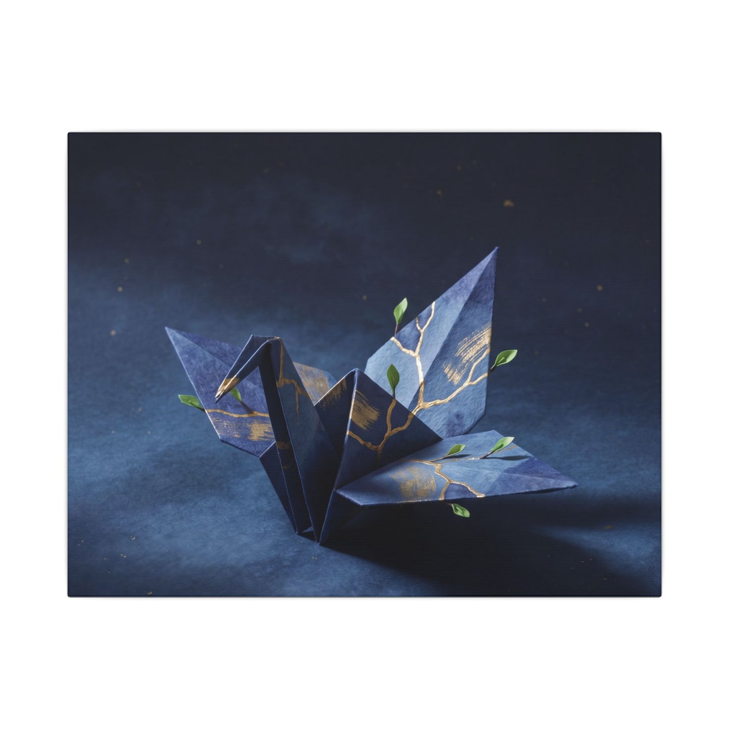 Kintsugi Paper Fold in Moonlight | Crackle Gold Canvas Art Art Print