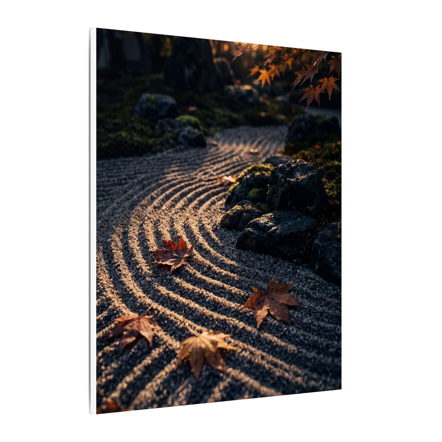 Rock Garden Moody Minimal Canvas Art | Bold Dark Japandi Art