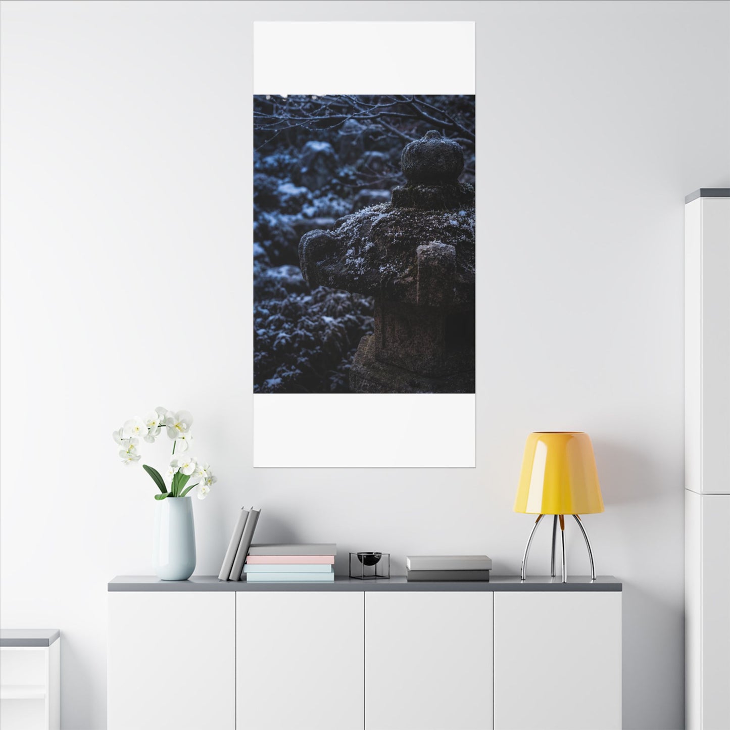Moody Stone Lantern Canvas Art - Shadow Zen Dark Japandi
