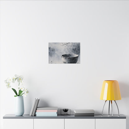 Seijaku Ceramic Bowl Canvas Art - Zen Sumi E
