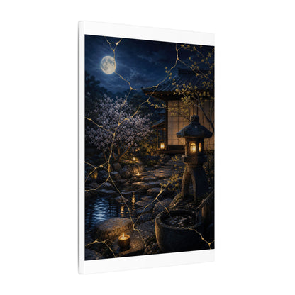 Seijaku Moonlit Garden Canvas Art - Kintsugi Gold Vein