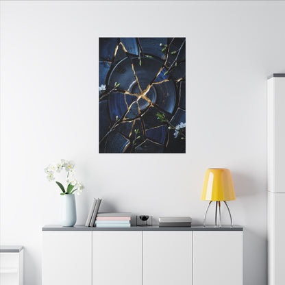 Moonlight Broken Pottery Canvas Art - Kintsugi Fukinsei