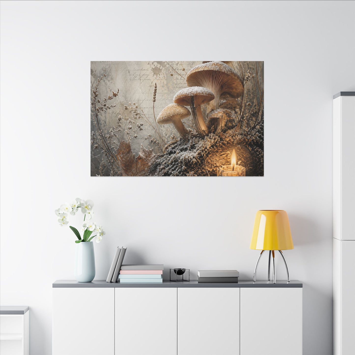 Wild Mushrooms Texture Canvas Art | Elegant Japandi Art