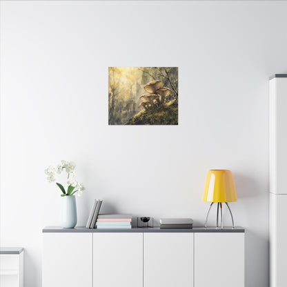 Wild Mushrooms Canvas Art | Spring Japandi Watercolor Art