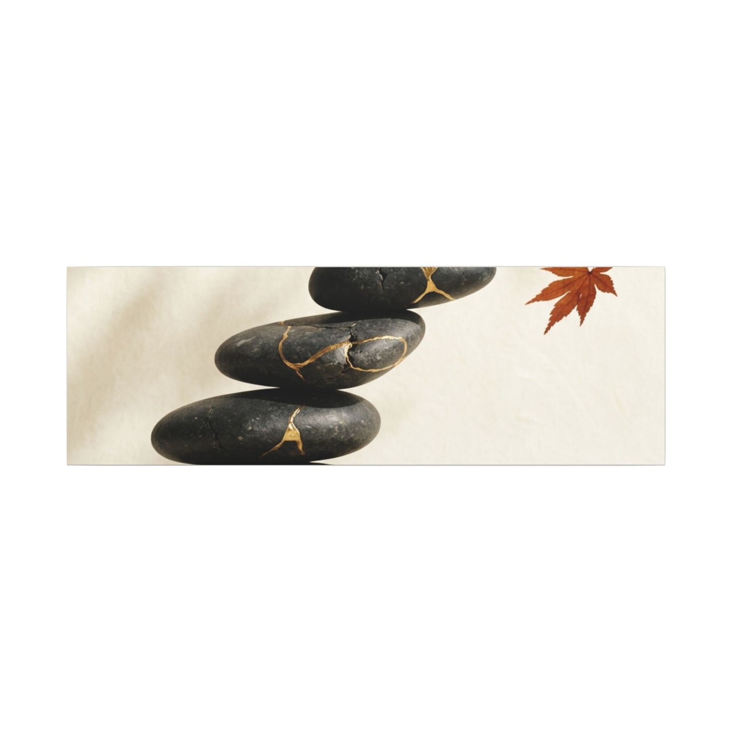 Kintsugi River Stones in Dappled | Crackle Gold Canvas Art