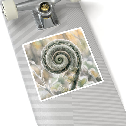 Fern Unfurling Winter Sticker | Japandi Warm Design
