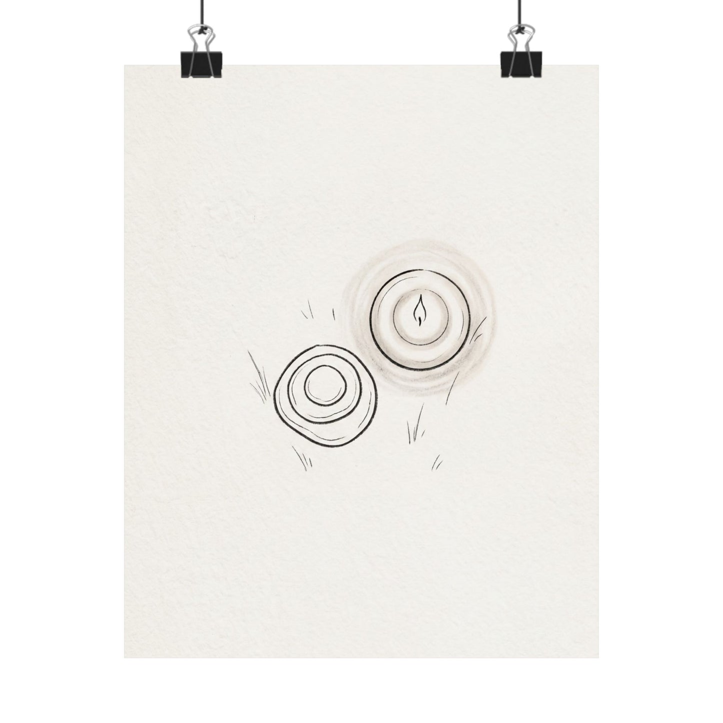 River Stones Minimal Line Wall Art Print | Neutral Japandi Art