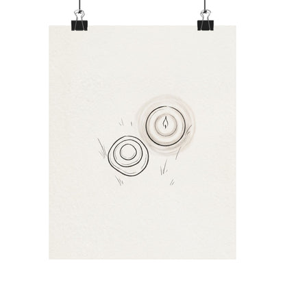 River Stones Minimal Line Wall Art Print | Neutral Japandi Art