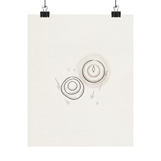 River Stones Minimal Line Wall Art Print | Neutral Japandi Art