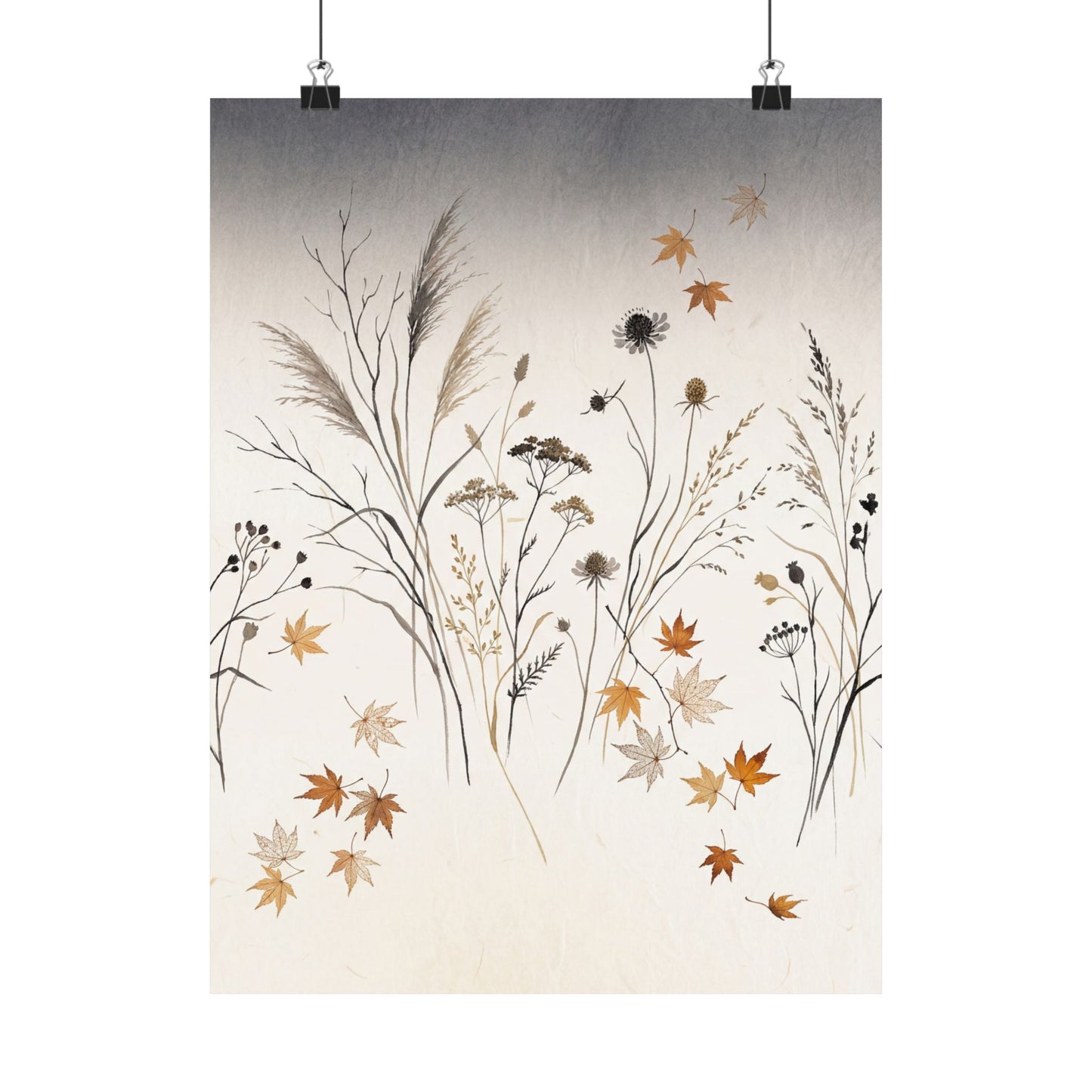 Dried Flowers Wall Art Print | Autumn Japandi Japanese Pattern Art Art Print