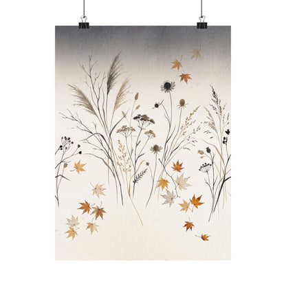 Dried Flowers Wall Art Print | Autumn Japandi Japanese Pattern Art Art Print