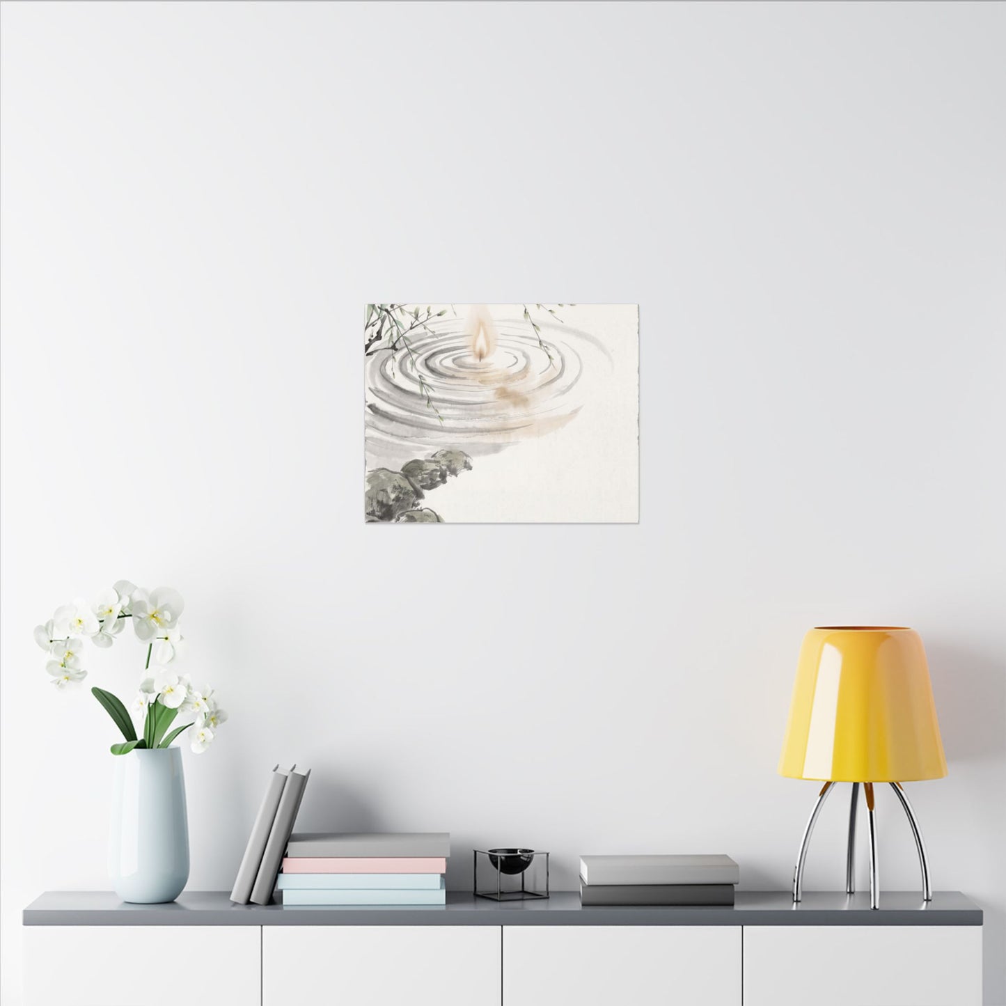 Water Ripple Sumi E Canvas Art | Tranquil Zen Art