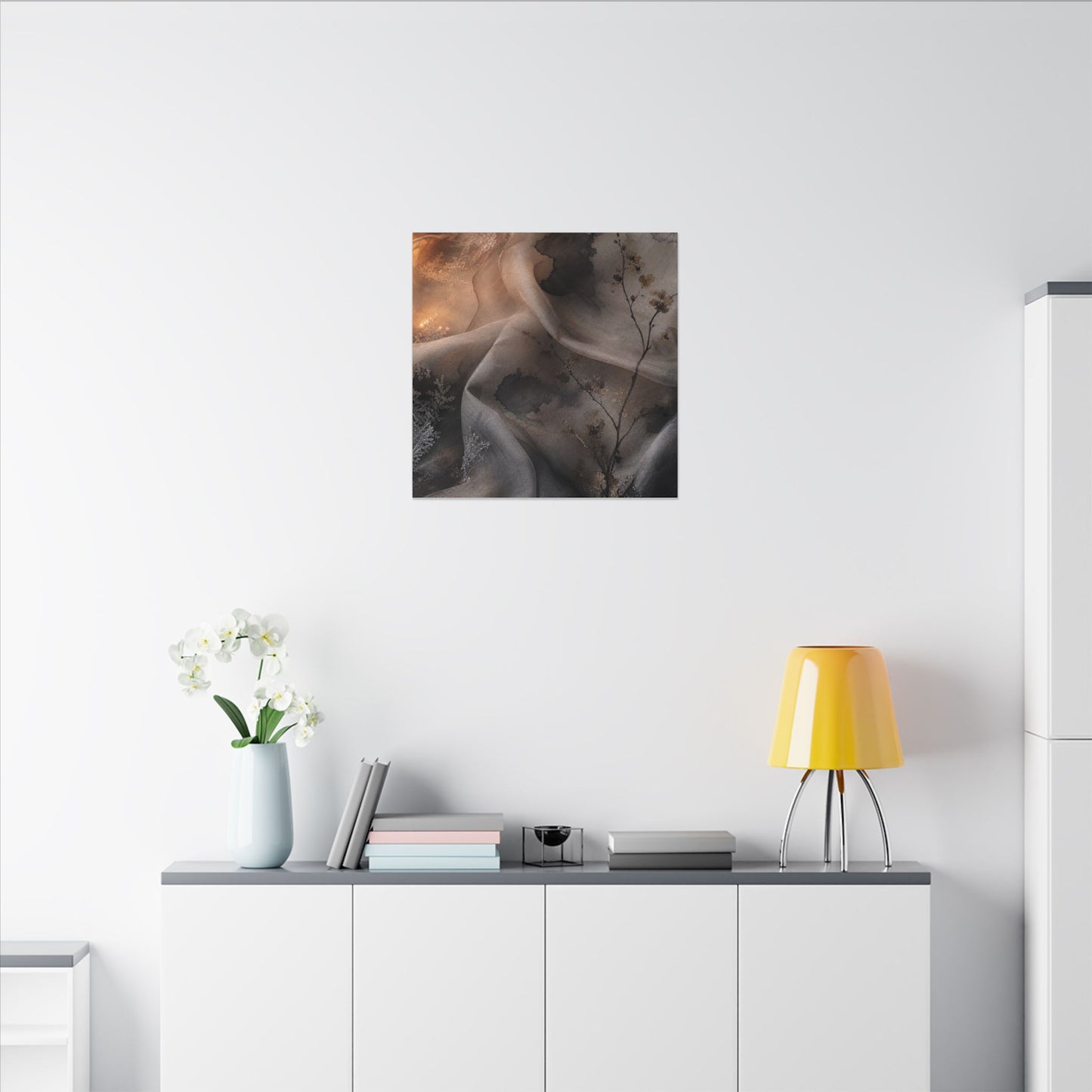 Japandi Silk Drape in Candlelight | Watercolor Canvas Art