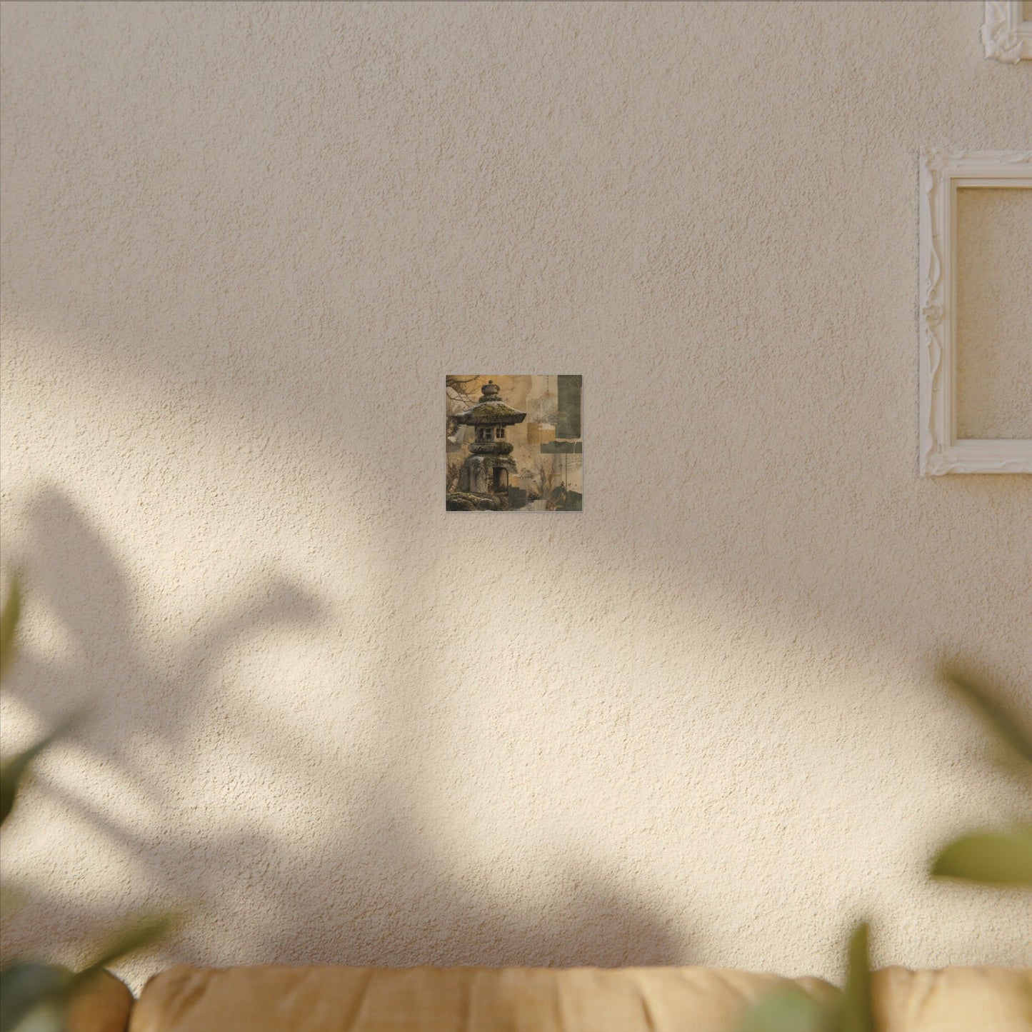 Elegant Stone Lantern Canvas Art - Texture Japandi