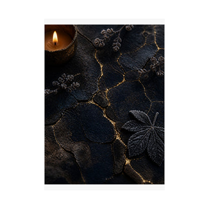 Luxurious Cracked Earth Wall Art Print - Moody Minimal Dark Japandi