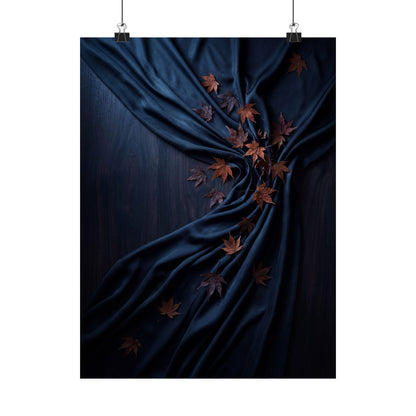 Dark Japandi Silk Drape in Moonlight | Moody Minimal Wall Art Print