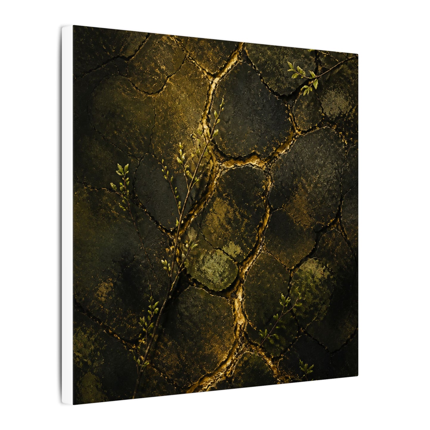 Shibui Cracked Earth Canvas Art - Dark Japandi Dark Texture