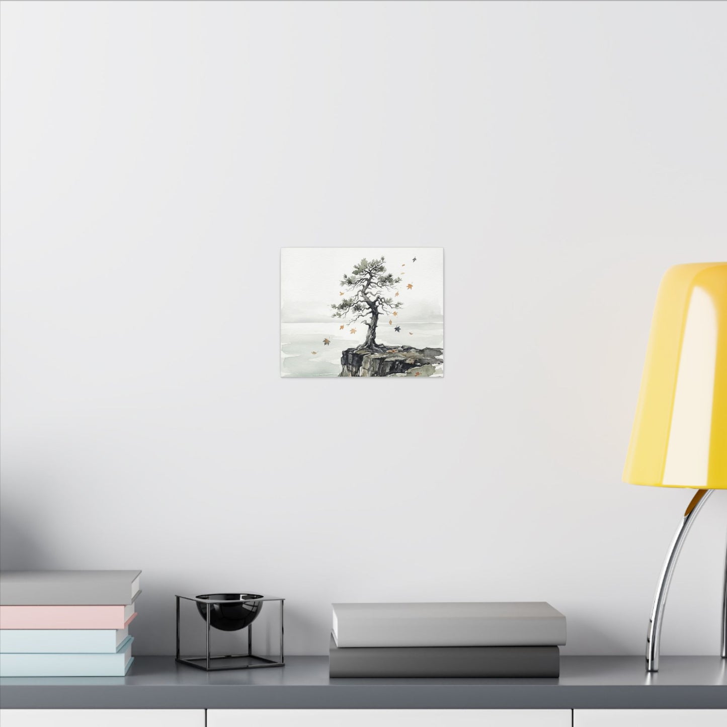 Japandi Pine Tree in Overcast | Watercolor Canvas Art