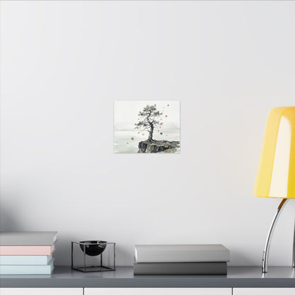 Japandi Pine Tree in Overcast | Watercolor Canvas Art